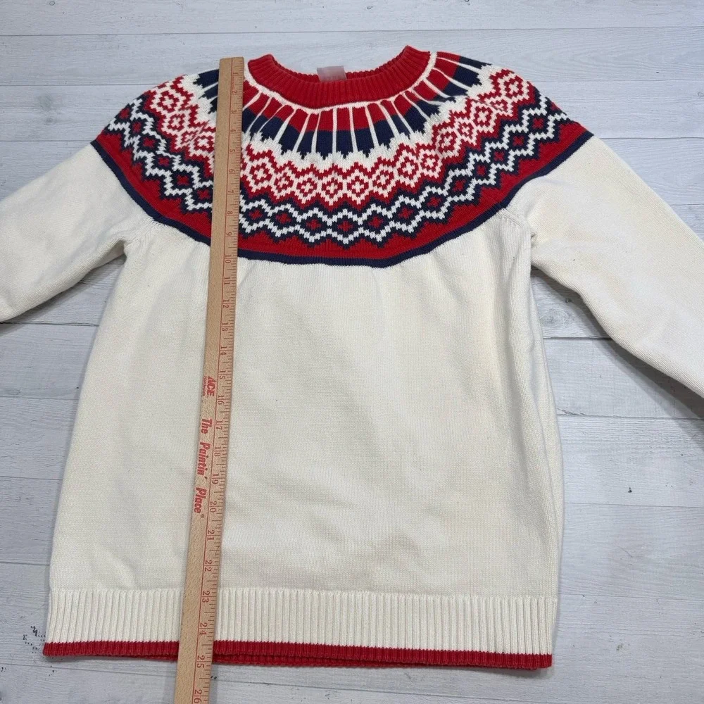 Hanna Andersson fair isle adult sweater navy blue‎ red adult medium